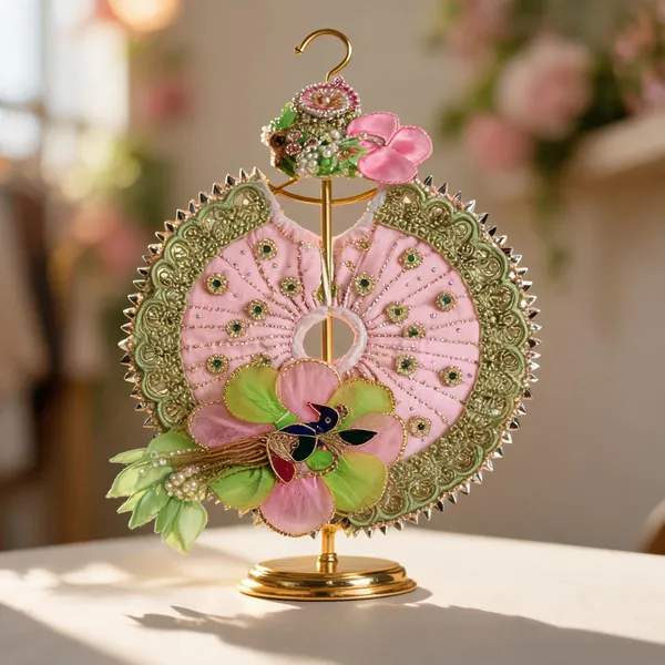 Pink_Green_Silk_Net_Peacock_Poshak_For_Laddu_Gopal_Ji