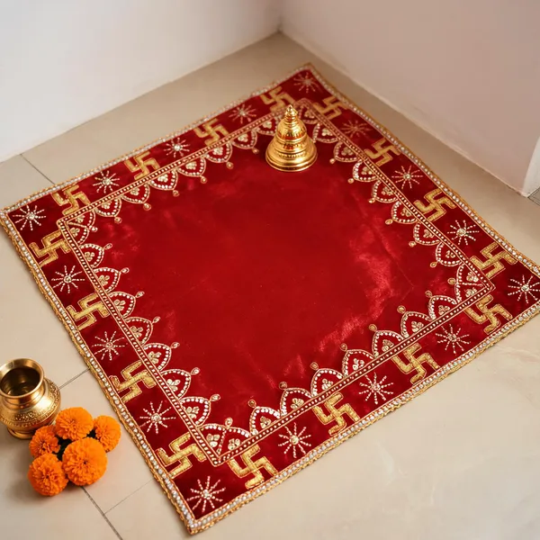 Red_Velvet_Handmade_Aasan_For_Deity