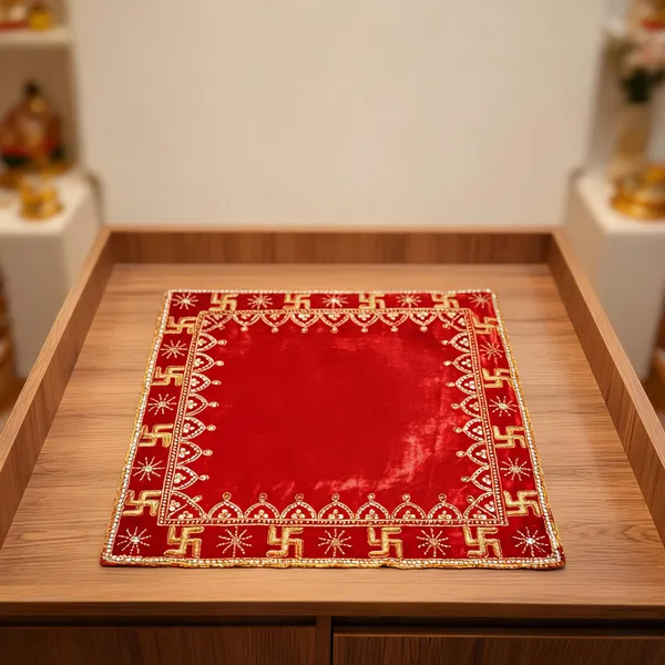 Red_Velvet_Handmade_Aasan_For_Deity