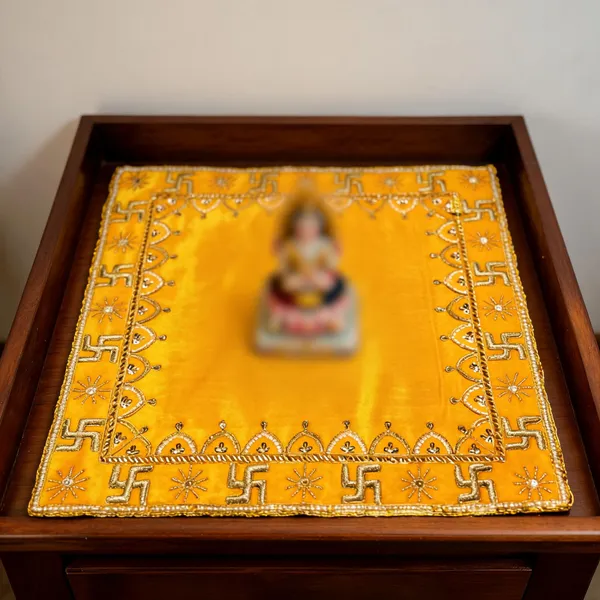 Yellow_Velvet_Handmade_Aasan_For_Deity