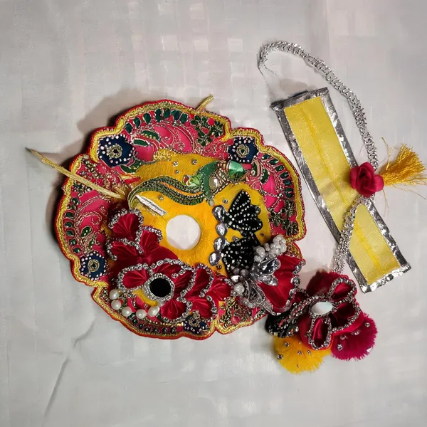 Yellow_Red_Moti_Silk_Net_Poshak_For_Laddu_Gopal_Ji