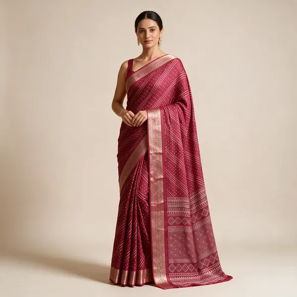Maroon_Printed_Saree_For_Women