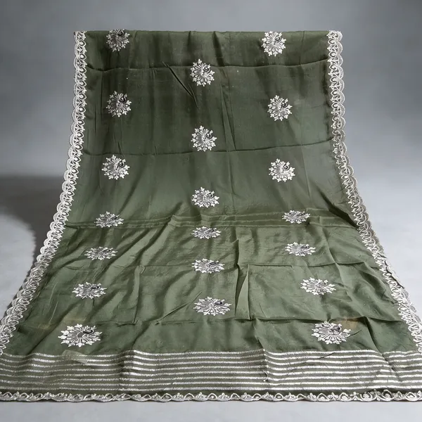 Olive_Green_Embroidered_Saree_For_Women