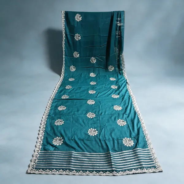 Teal_Embroidered_Border_Saree_For_Women