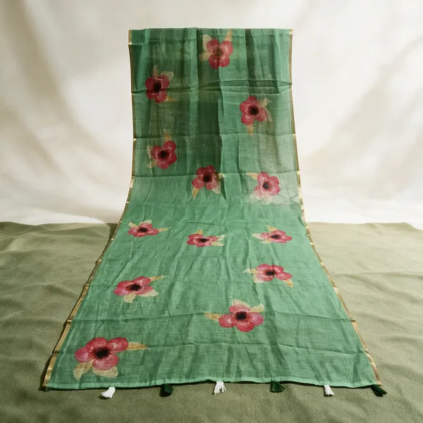 Green_Floral_Print_Saree_For_Women