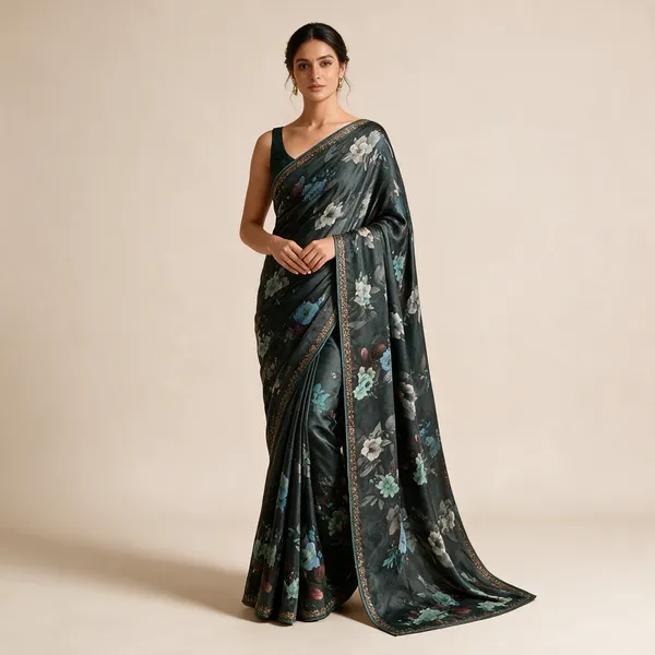 Black_Sheer_Floral_Print_Saree_For_Women