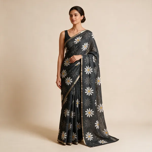 Black_Floral_Print_Saree_For_Women