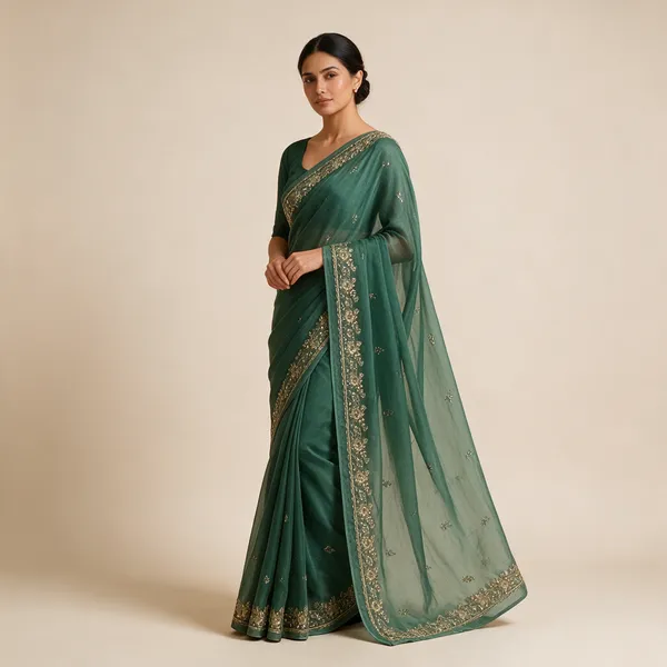 Green_Sheer_Embellished_Saree_For_Women