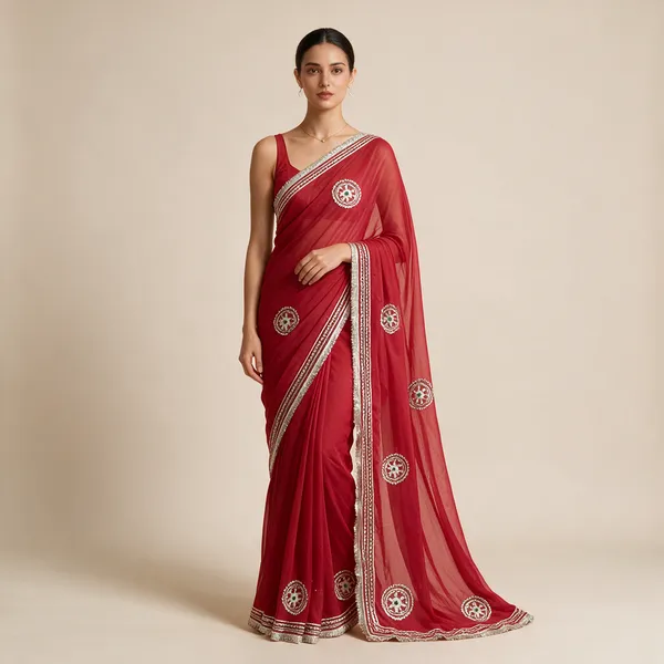 Red_Embroidered_Saree_For_Women