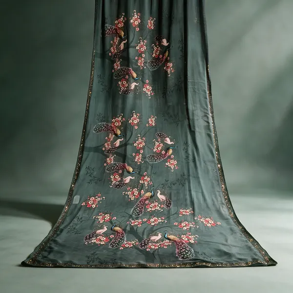 Green_Peacock_Print_Saree_For_Women