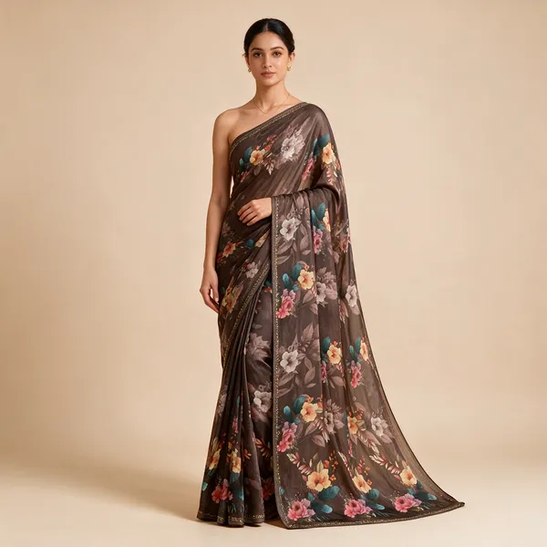 Grey_Floral_Print_Saree_For_Women