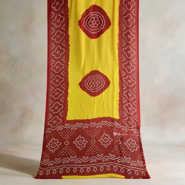 Yellow_And_Red_Bandhani_Style_Saree_For_Women
