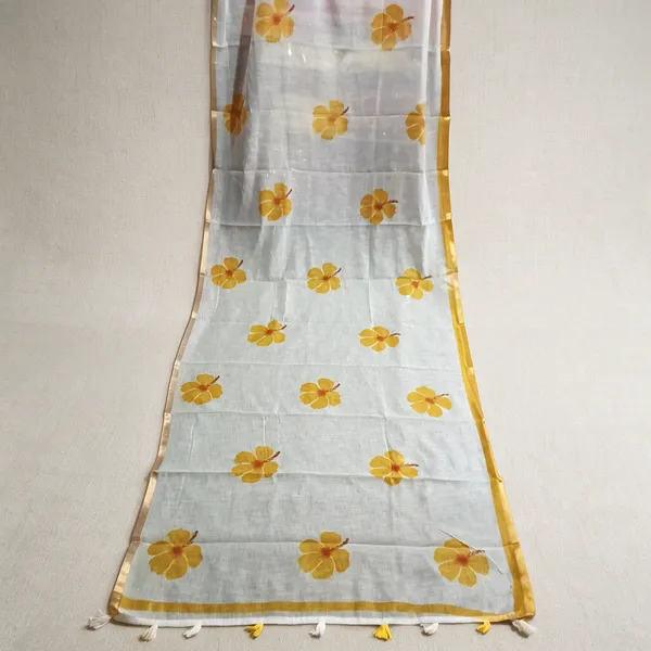 White_Floral_Print_Saree_For_Women