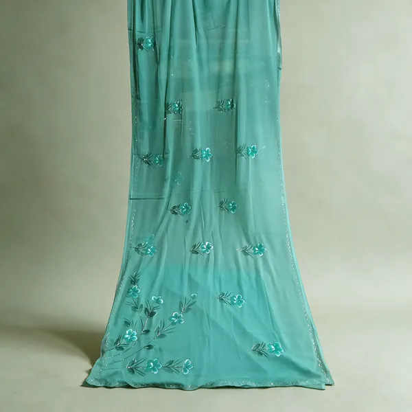 Aqua_Sheer_Floral_Embroidered_Saree_For_Women