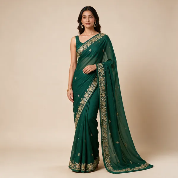 Green_Embellished_Border_Saree_For_Women