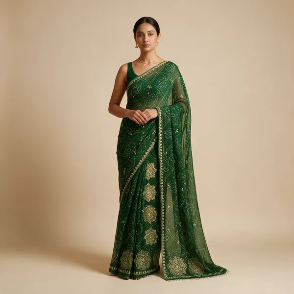Green_Embroidered_Saree_For_Women