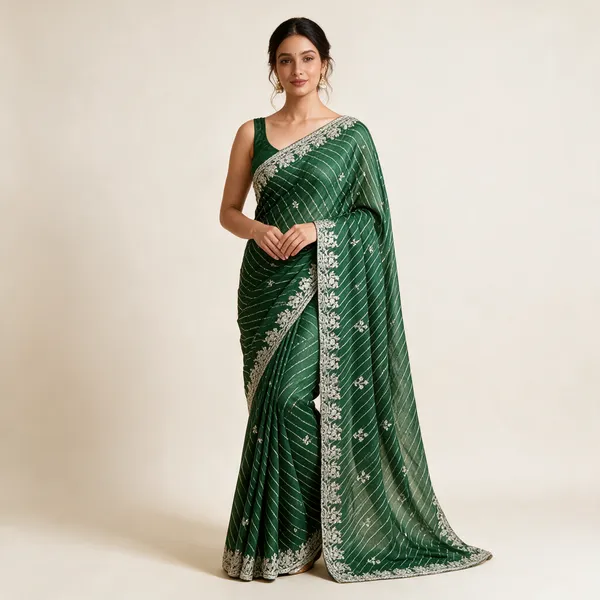 Green_Embroidered_Saree_For_Women