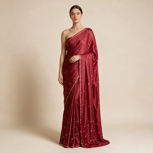 Magenta_Embellished_Saree_For_Women