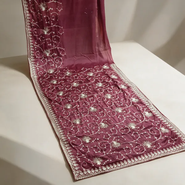 Maroon_Embroidered_Saree_For_Women