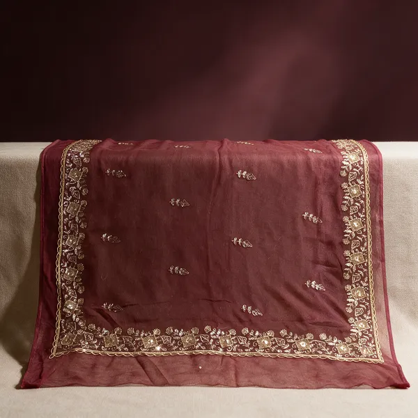 Maroon_Net_Embroidered_Saree_For_Women