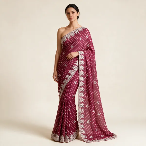 Maroon_Embroidered_Saree_For_Women