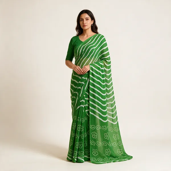 Green_Printed_Ethnic_Saree_For_Women