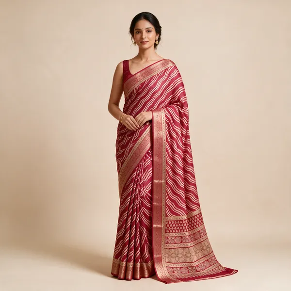 Red_Patterned_Saree_For_Women