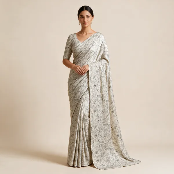 Grey_Printed_Floral_Saree_For_Women