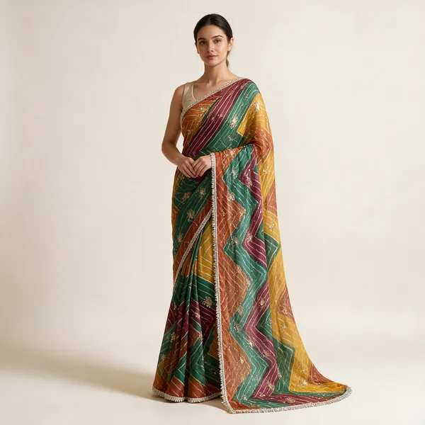 Multicolor_Embroidered_Saree_For_Women