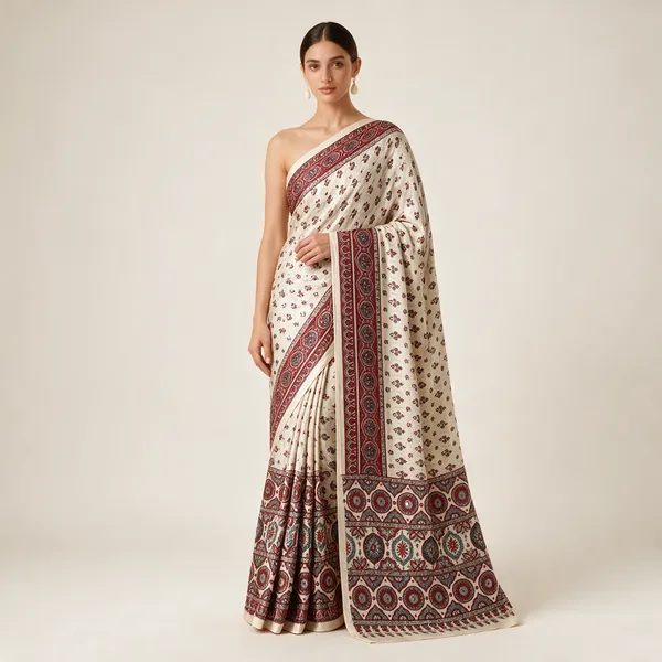 Cream_Printed_Saree_For_Women