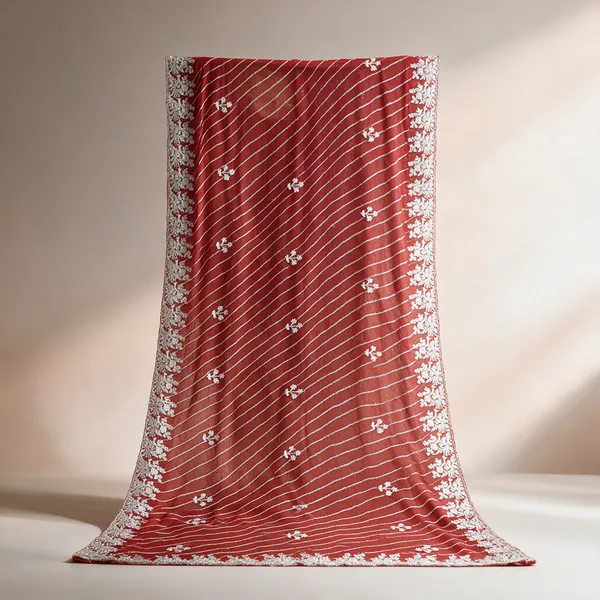 Red_Striped_Embroidered_Saree_For_Women