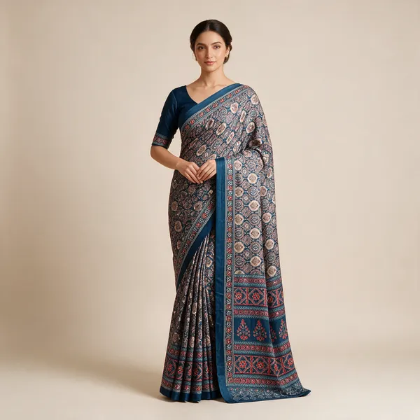 Blue_Printed_Saree_For_Women