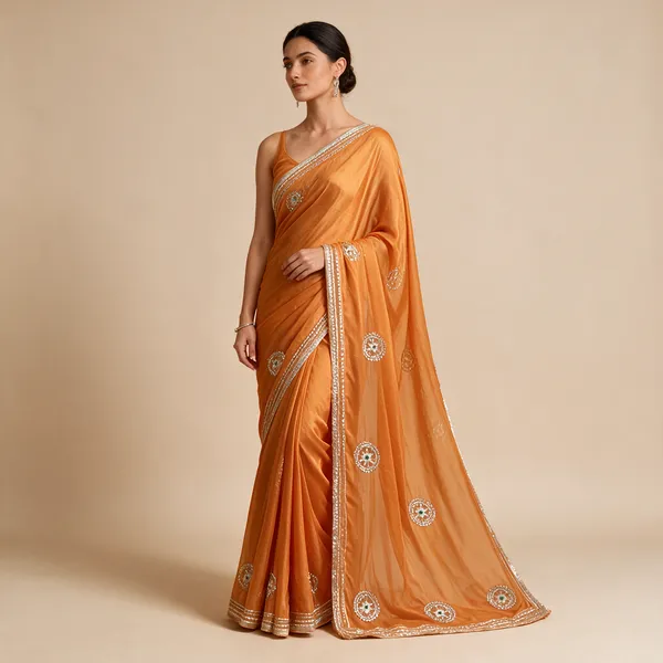 Orange_Embellished_Saree_For_Women