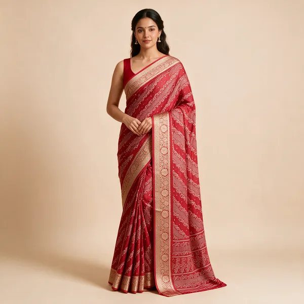Red_Printed_Saree_For_Women