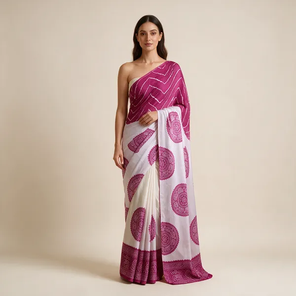 Magenta_Printed_Ethnic_Saree_For_Women