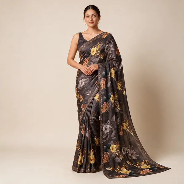 Black_Floral_Print_Saree_For_Women