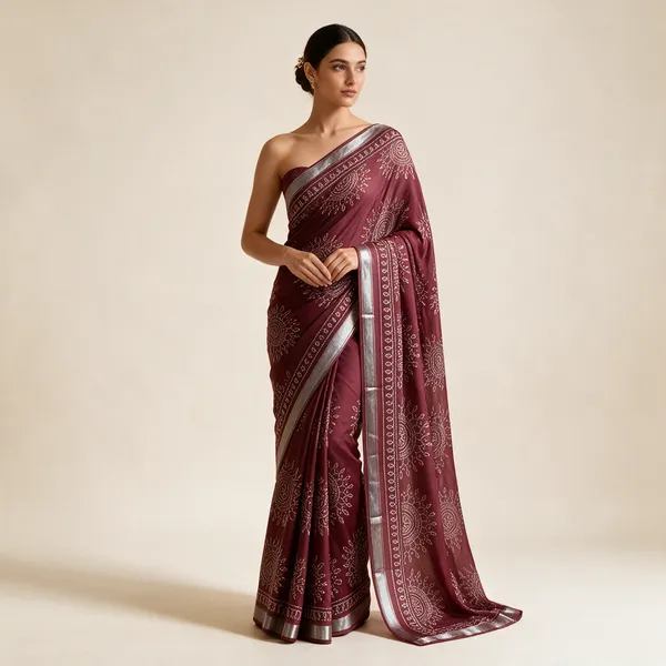Maroon_Printed_Saree_For_Women