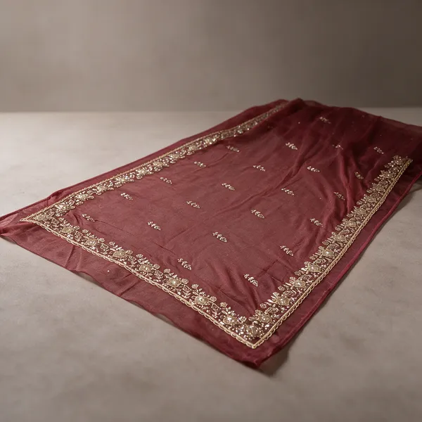 Maroon_Net_Embroidered_Saree_For_Women