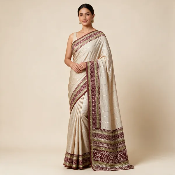 Cream_Printed_Saree_For_Women