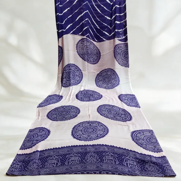 Blue_And_White_Printed_Saree_For_Women