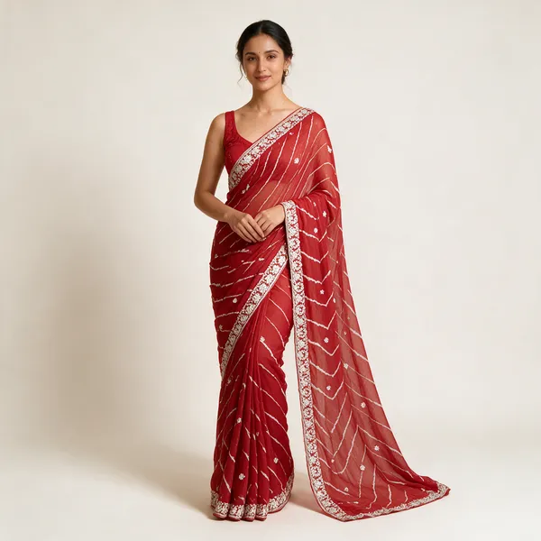 Red_Embellished_Saree_For_Women