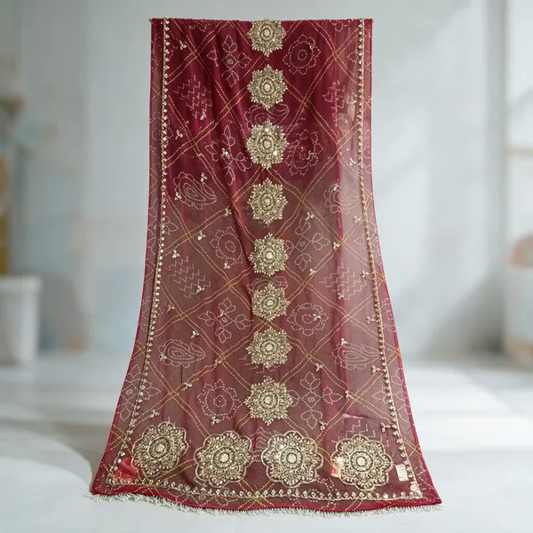 Maroon_Net_Embroidered_Saree_For_Women