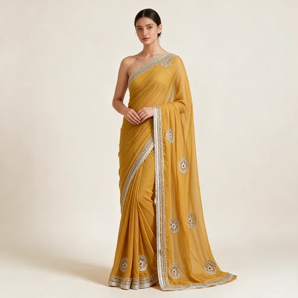 Mustard_Embellished_Saree_For_Women