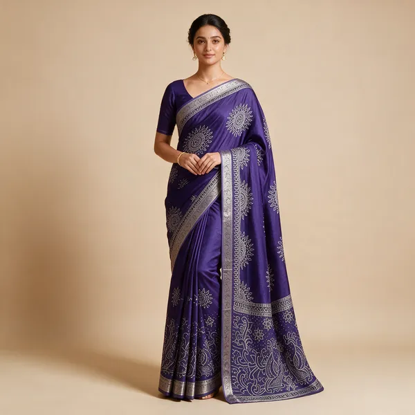 Blue_Printed_Saree_For_Women