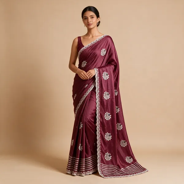 Maroon_Embroidered_Saree_For_Women