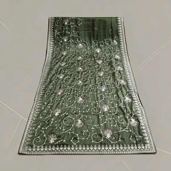 Olive_Green_Embroidered_Saree_For_Women
