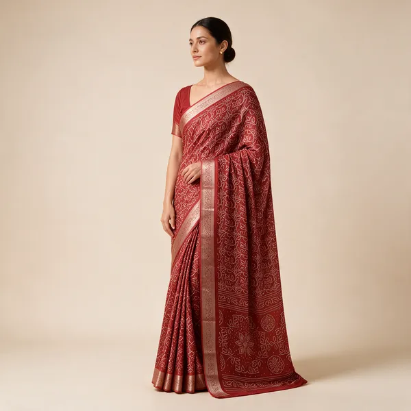 Red_Printed_Saree_For_Women