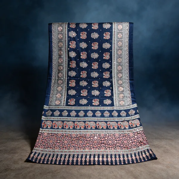 Navy_Blue_Printed_Saree_For_Women