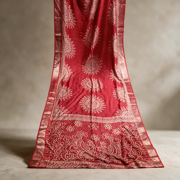 Red_Floral_Paisley_Print_Saree_For_Women