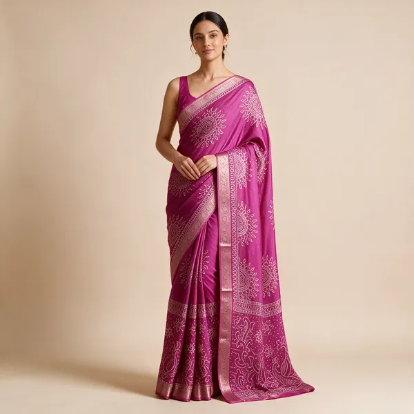 Magenta_Patterned_Saree_For_Women